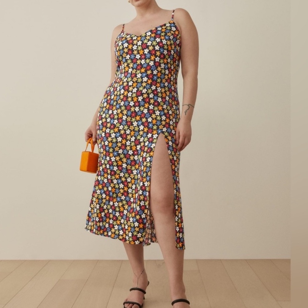 Reformation Crimini High Slit Midi Dress in Floral Print Danica NWT